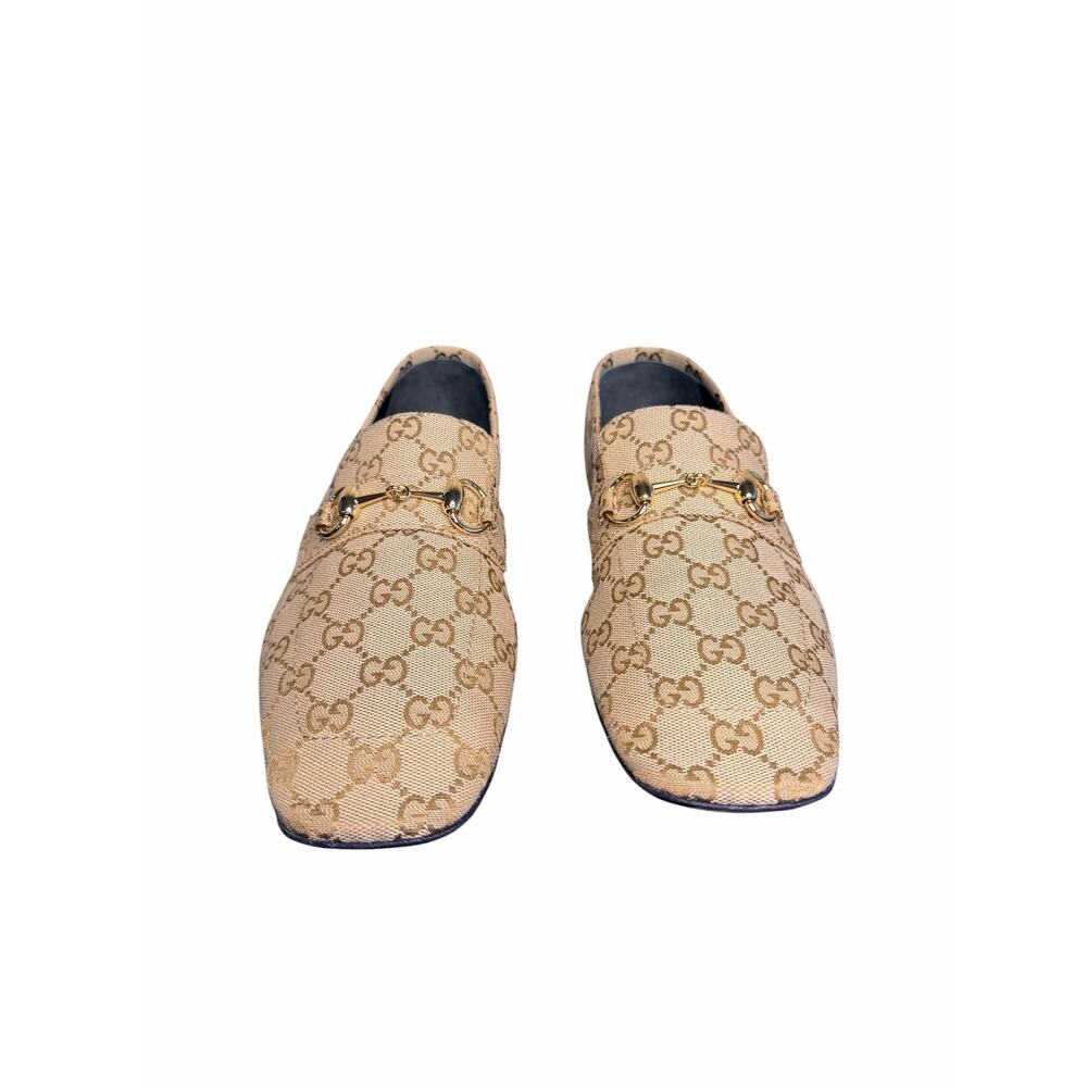Gucci NIB Ragazzo Horsebit Loafers in Sand Monogram Canvas Size 37.5 - Picture 3 of 12
